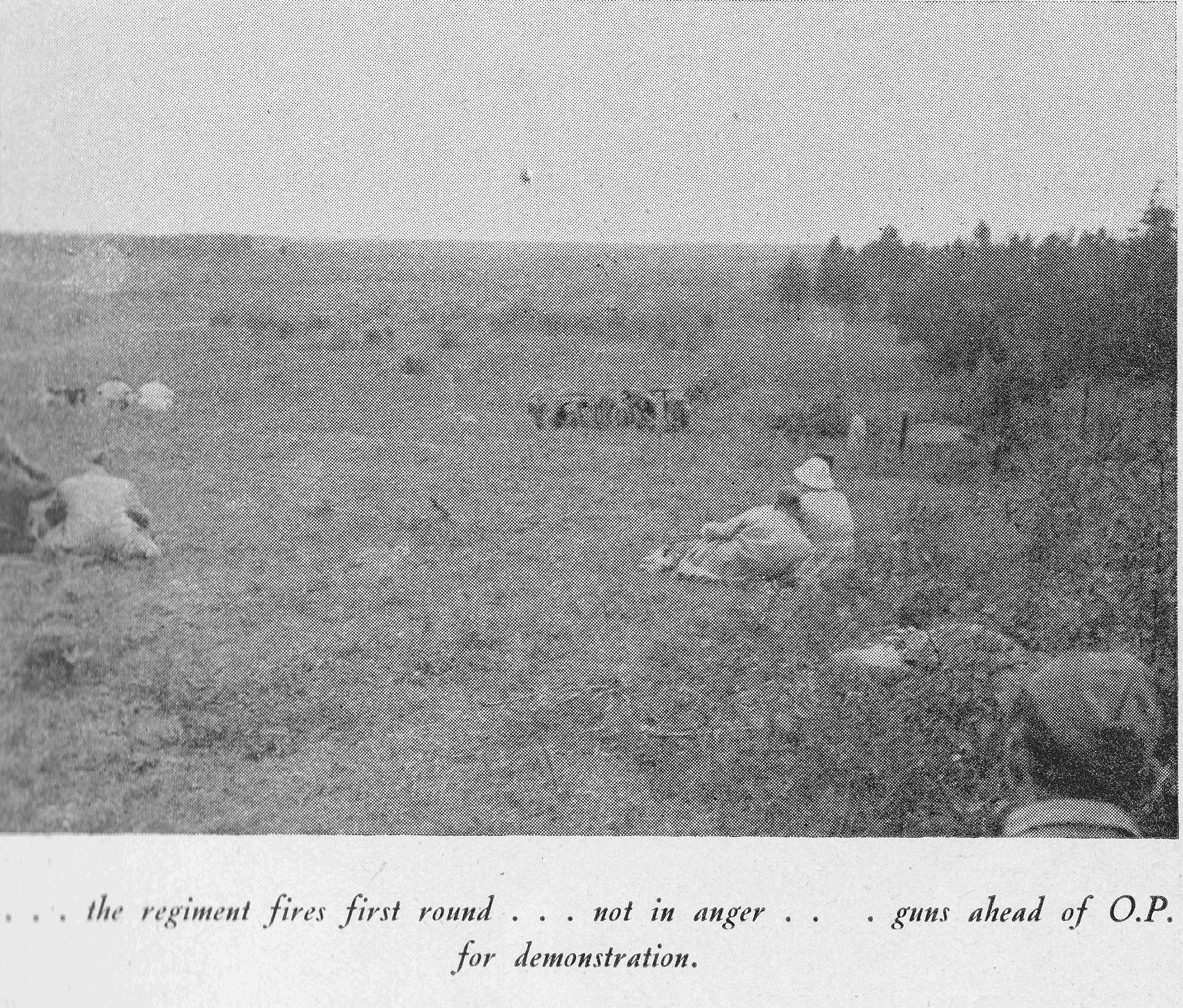 distance view of 17th Field Regiment firing first rounds at Petawawa