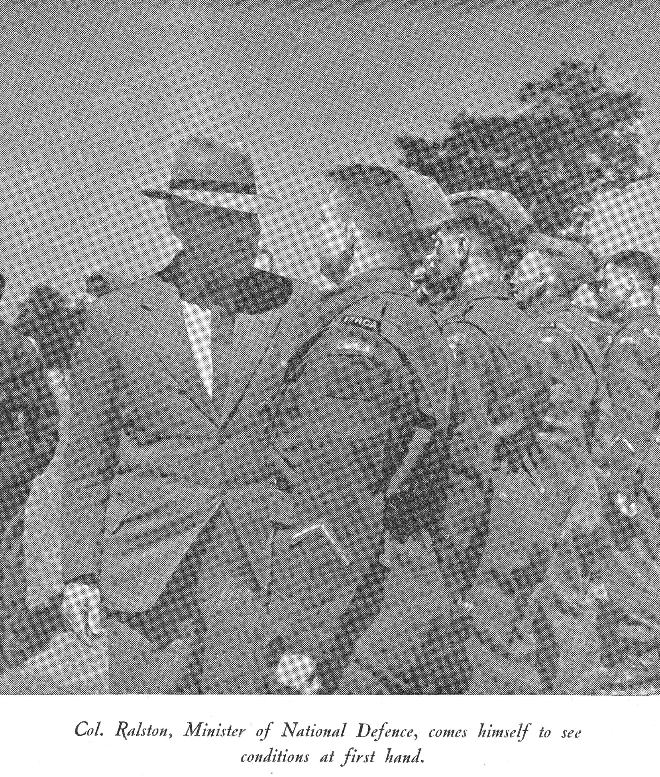 Canadian Minister of National Defence Ralston inspects the 17th Field Regiment