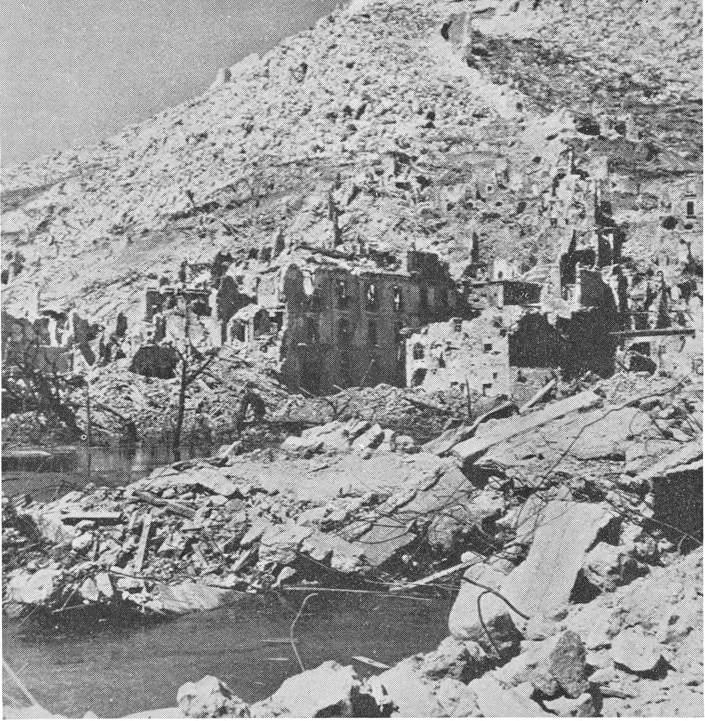 Close-up of some of the ruins of Cassino, Italy